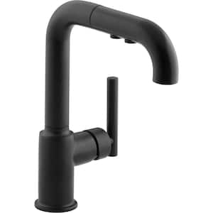 Purist Single-Handle Pull-Out Sprayer Kitchen Faucet in Matte Black