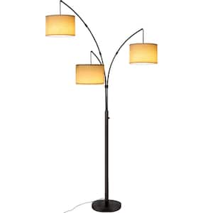 80 in. Black 3-Light Dimmable 3-Color Temperature, Arc Floor Lamp with Remote Control, Modern Tall Standing Lamp