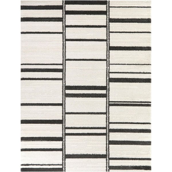 Edin Cream 5 ft. 3 in. x 7 ft. Striped Indoor/Outdoor Area Rug