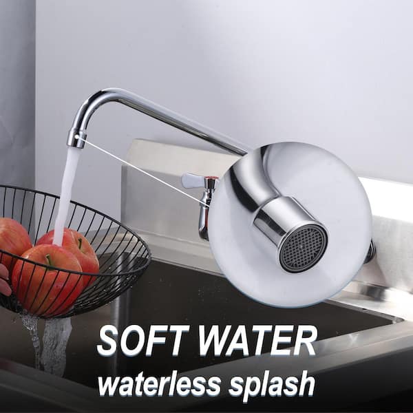Commercial Double Handle Wall Mounted Standard Kitchen Faucet with 12 in . Swivel Spout in Polished Chrome