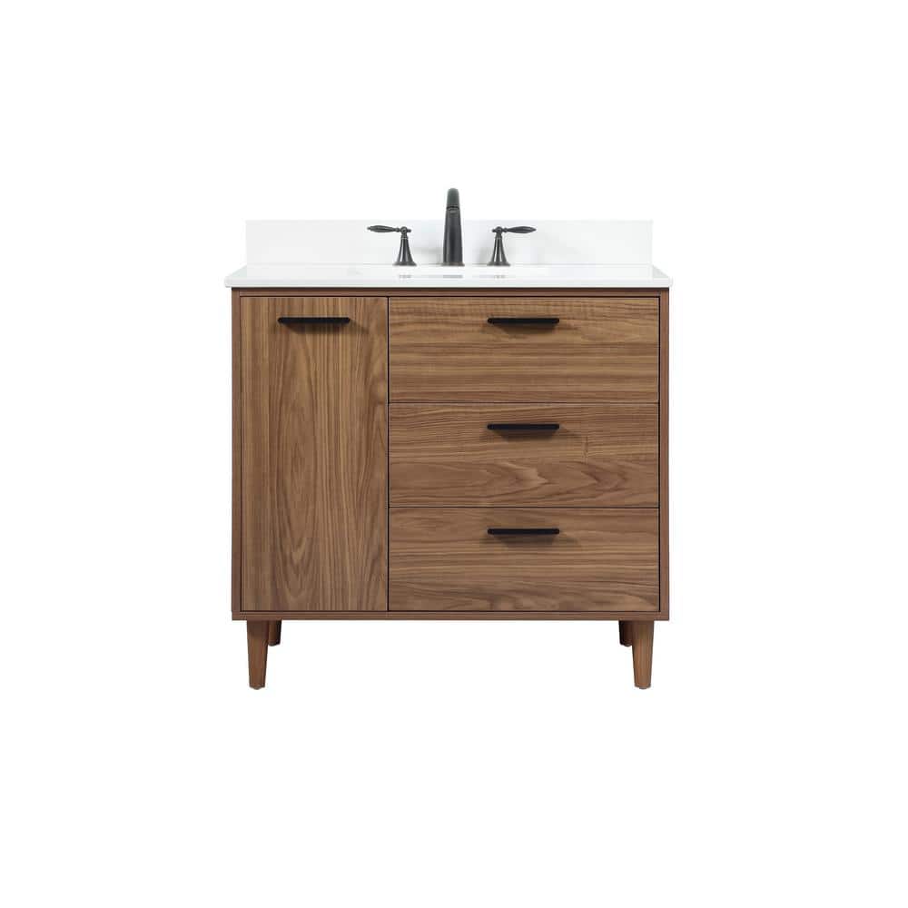 Simply Living 36 in. W x 22 in. D x 34 in. H Bath Vanity in Walnut Brown wi