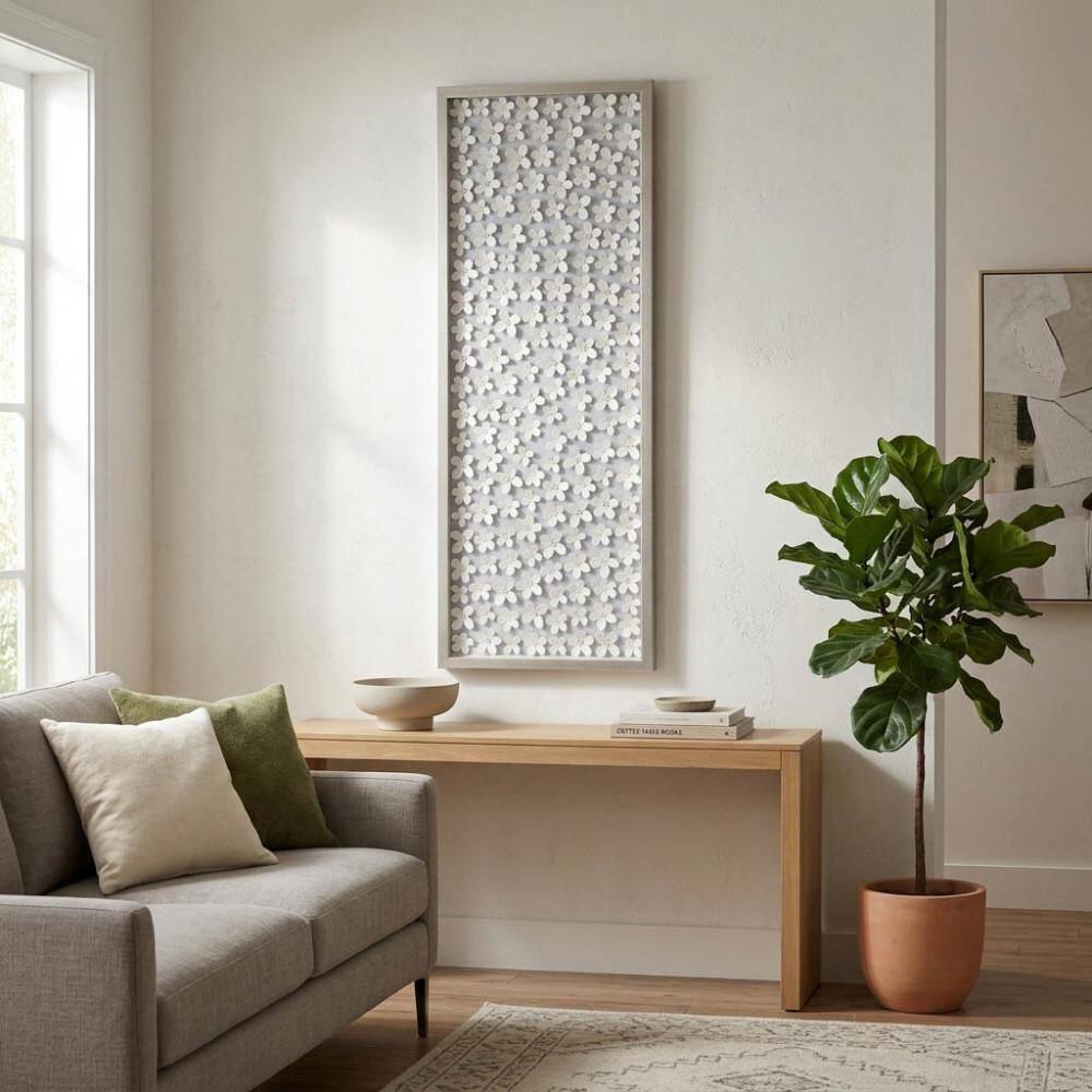 White Antoinette Dimensional Flower Shadowbox Framed Art Print 16 in. x 42 in. price history on PriceWatchPro