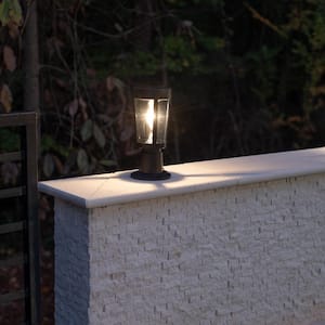 Amphora 1-Light Black Plastic Solar Outdoor Weather Resistant Post Light Set with Solar LED Bulb