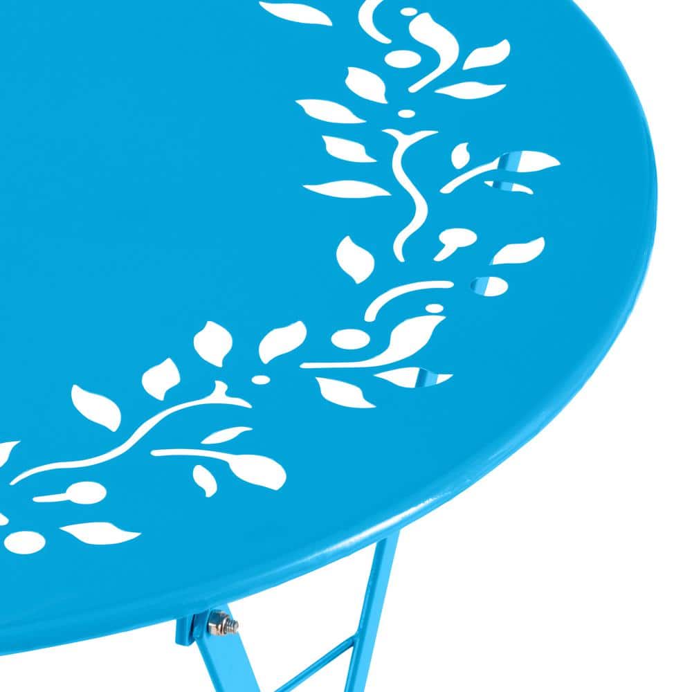 Bright Blue Steel 3-Piece Folding Bistro Patio Set