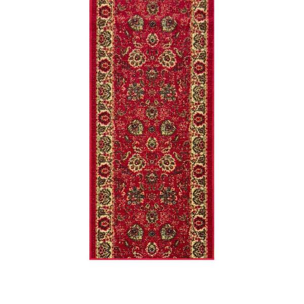 Homeline Non-Slip Rubberback 2 ft. x 37 ft. Oriental Indoor, Dark Red Runner Rug