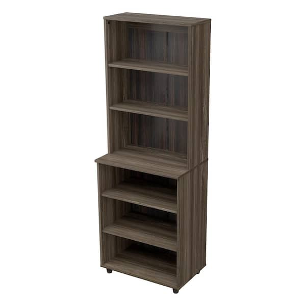 Inval 23.62 in. W x 15.35 in. D x 66.14 in. H in Ready to Assemble Standard Storage Cabinet in Smoked Oak