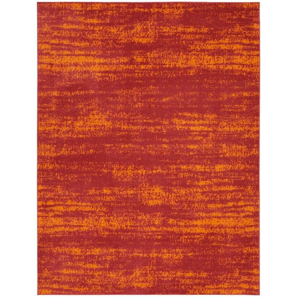 Nourison Essentials Red 8 ft. x 10 ft. Geometric Contemporary Indoor/Outdoor Area Rug