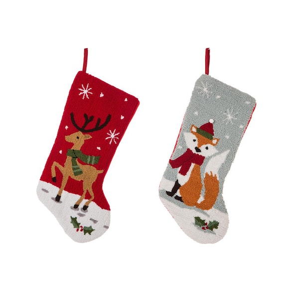 Fox stockings red Christmas Stockings,