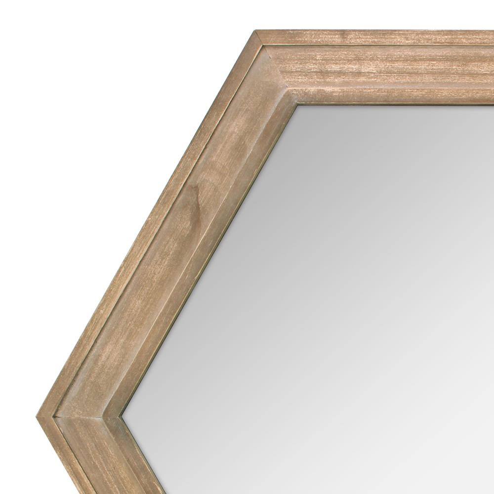 Rustic Hexagon 24" Natural Wood Frame Wall Mirror