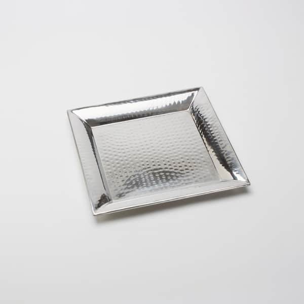 AM American METALCRAFT, Inc. 18 in. Silver Stainless Steel Hammered Square Platter