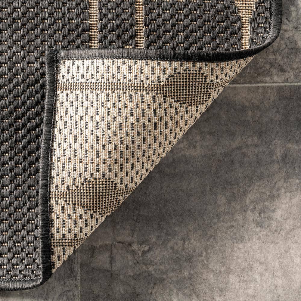 Charcoal Synthetic Reversible Rectangular Indoor/Outdoor Rug