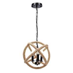 Breakwater Bay Penland 20-in 4-light Rustic Natural Jute Rope Woven Globe  Pendant Light With Brown Canopy & Reviews