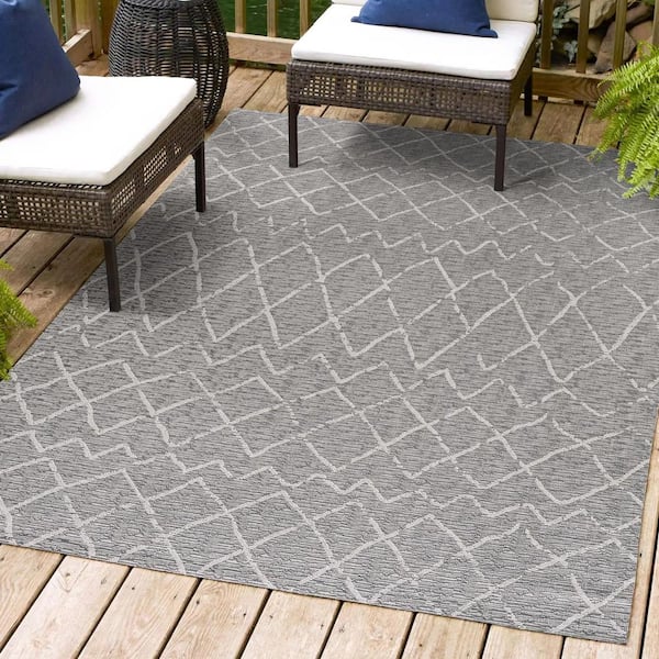 Madaba Moroccan Trellis Gray/Cream 8 ft. x 10 ft. Indoor/Outdoor Area Rug