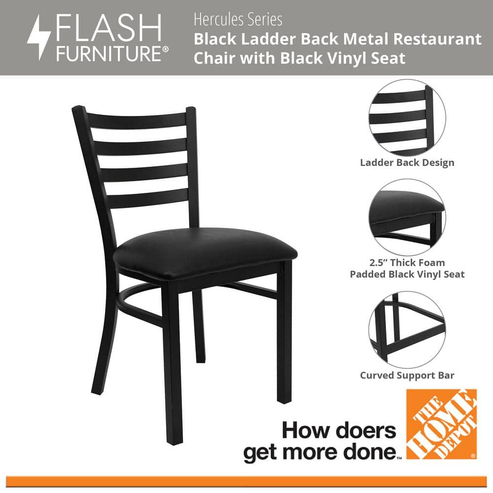 Elegant Ladderback 32'' Dining Chair with Black Vinyl Seat