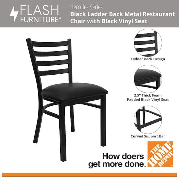 Hercules Black Metal Frame Vinyl Ladder Back Metal Restaurant Chair