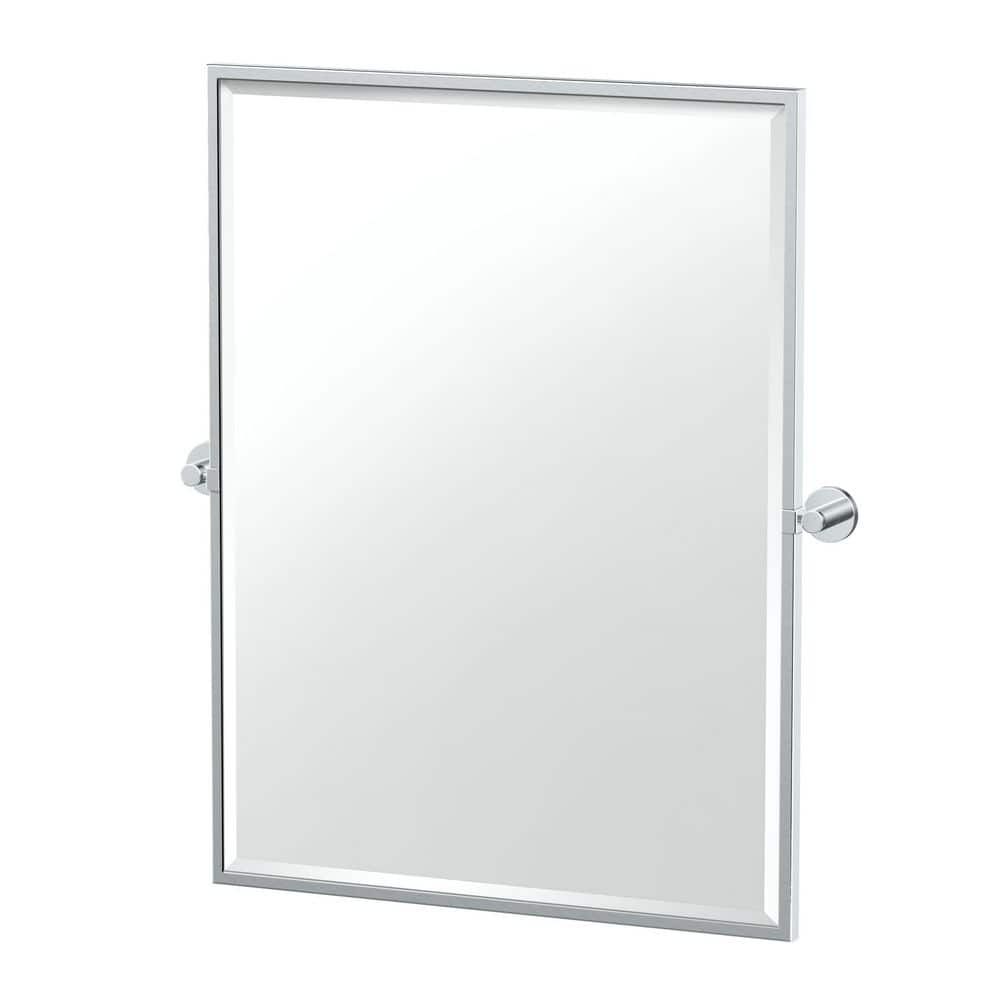 Reveal 29 in. W x 32.5 in. H Large Rectangular Framed Beveled Wall Bathroom Vanity Mirror in Chrome price history on PriceWatchPro