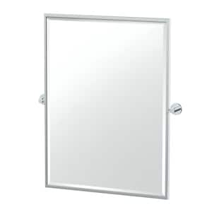 Reveal 29 in. W x 32.5 in. H Large Rectangular Framed Beveled Wall Bathroom Vanity Mirror in Chrome
