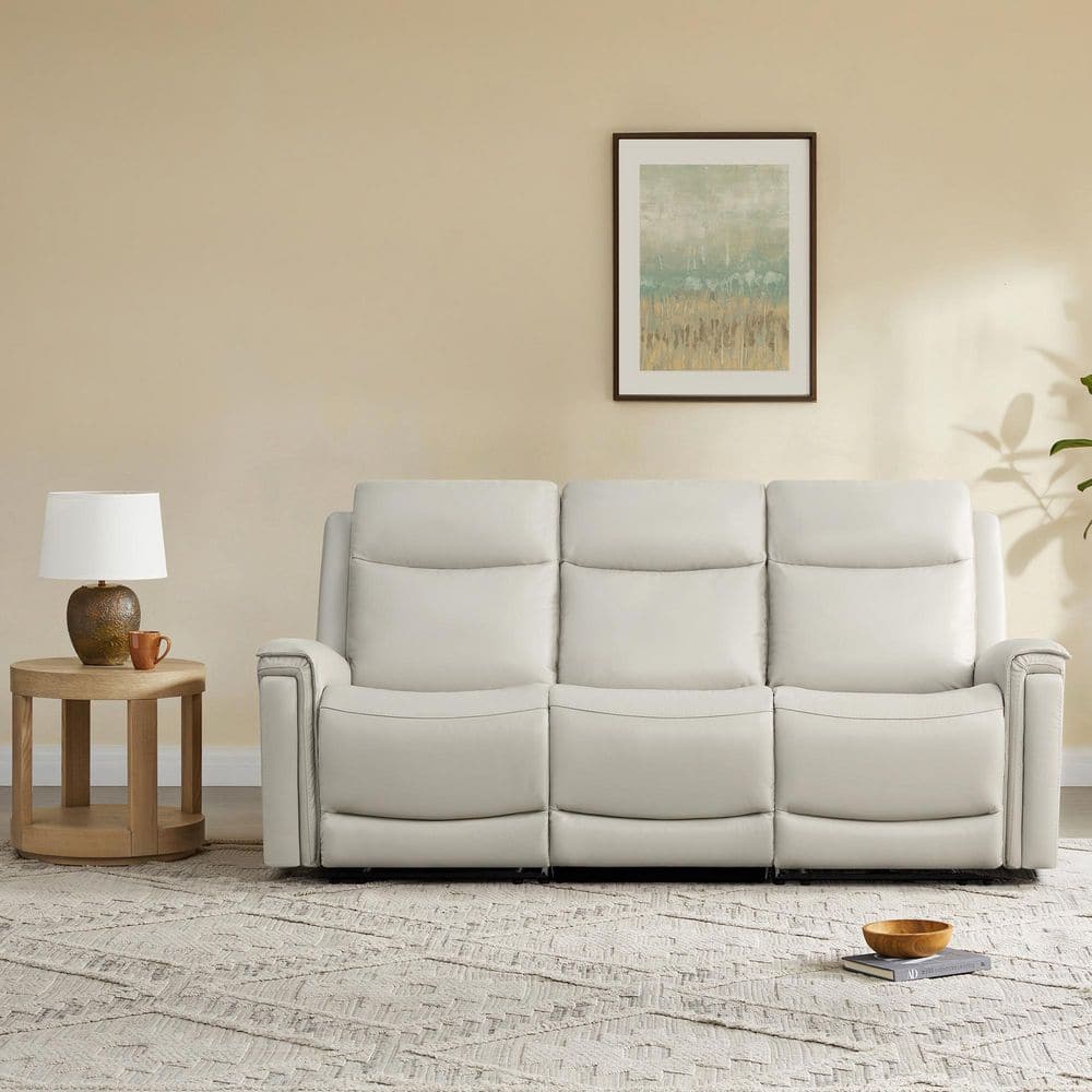 Grace 83.5 in. Straight Arm 3-Piece Super Zero Gravity Leather Reclining Sofa in Grey with Dual Motors, Power Headrest price history on PriceWatchPro