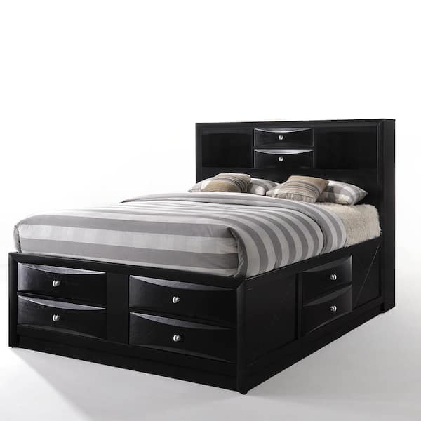 Acme Furniture Ireland Storage 57 in. W Black Full Non-Upholstered Wood Frame