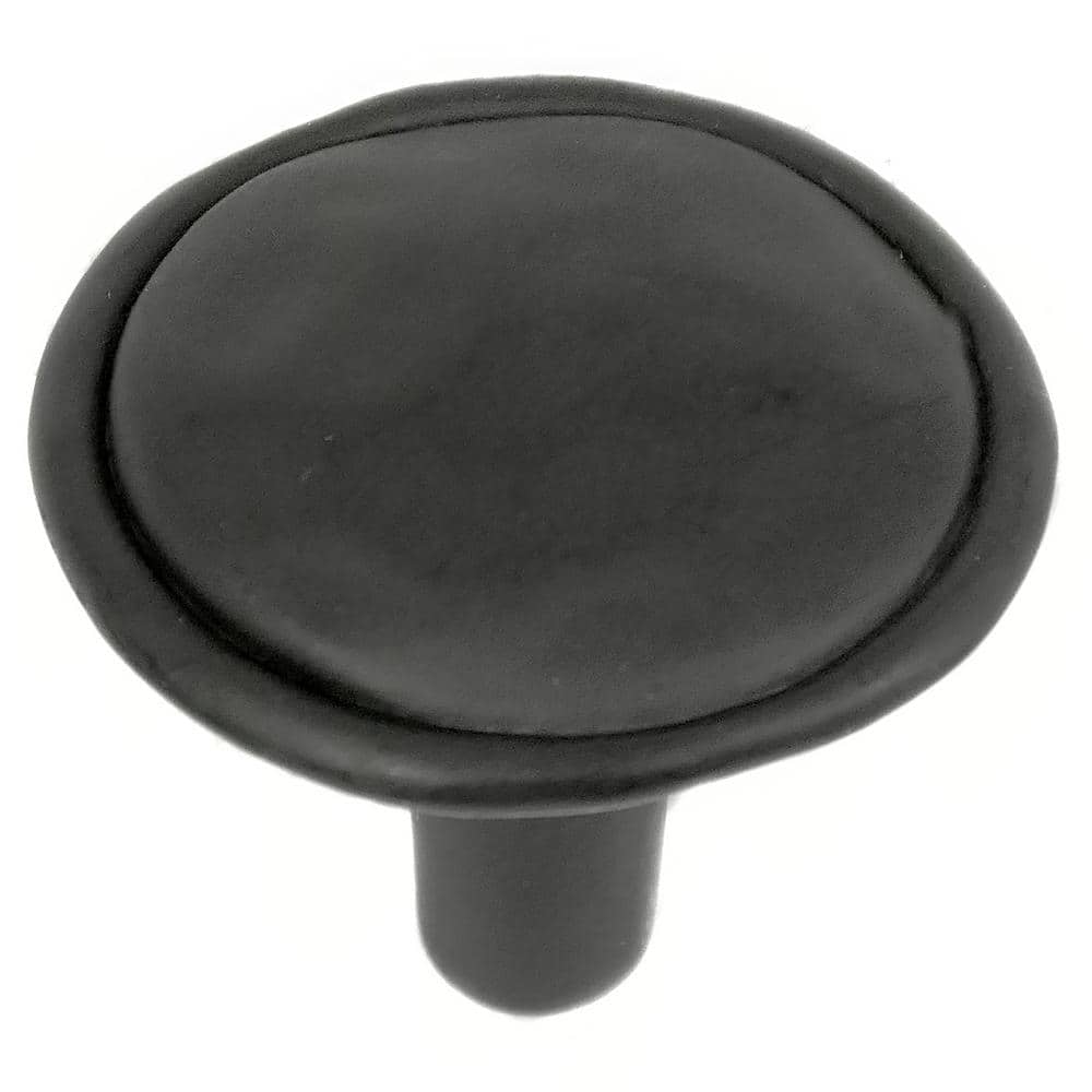 Black Round Plastic Cabinet Knob with Mounting Hardware