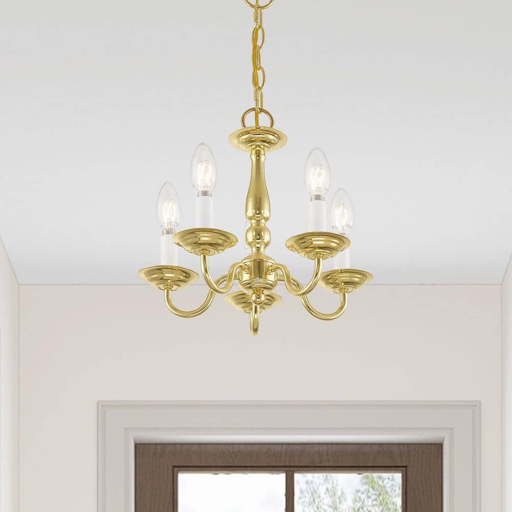 Elegant Williamsburgh Polished Brass Mini Chandelier with 5 Candelabra Lights