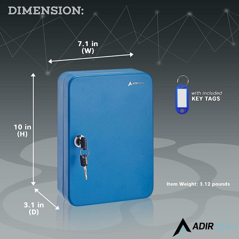 Blue Steel Wall-Mount Key Cabinet with Secure Lock