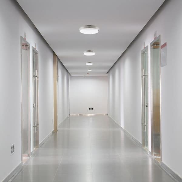 Lithium 18 in. 1-Light Brushed Nickel Integrated LED Flush Mount