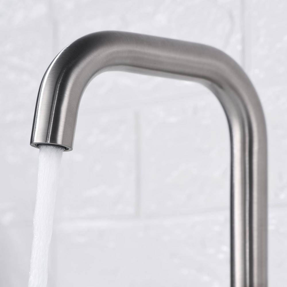 Brushed Nickel Modern Widespread Bathroom Faucet with Drain Assembly