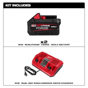 M18 18-Volt Lithium-Ion REDLITHIUM FORGE Starter Kit with Two XC 8.0 Ah Battery and Dual Bay Rapid Charger