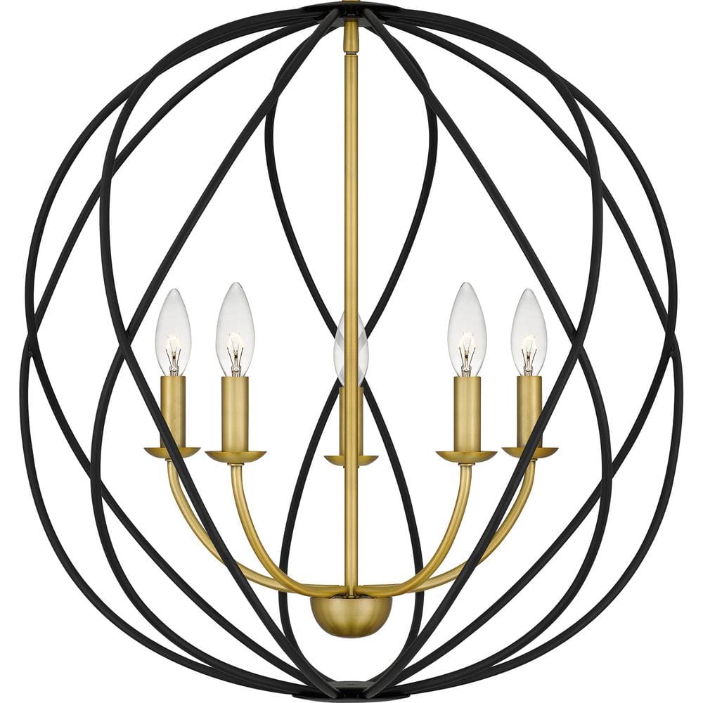 Bryn Aged Brass Globe Pendant with Open Framework Design