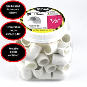 1/2 in. PVC Sch 40 90-Degree Elbow Pro Pack (30-Pack)