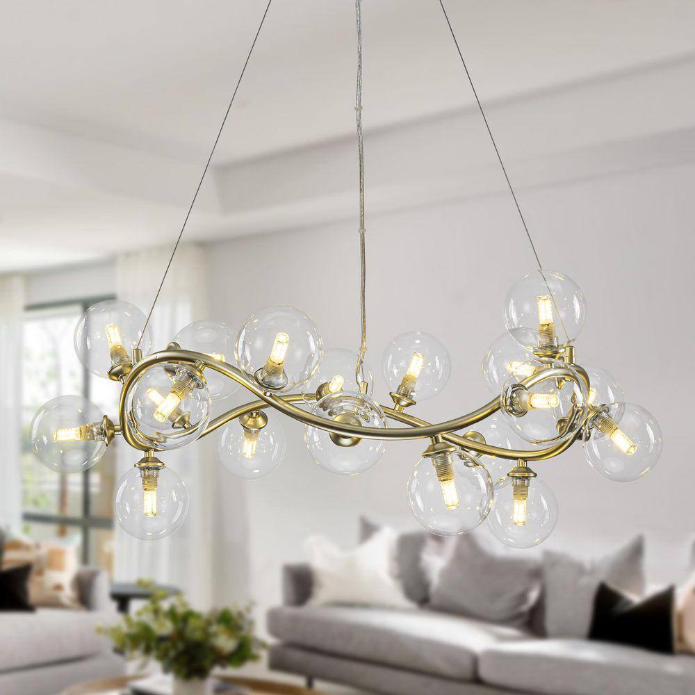 GoYeel 19-Light Gold Modern Elegant Ring Shaped Chandelier with Clear ...