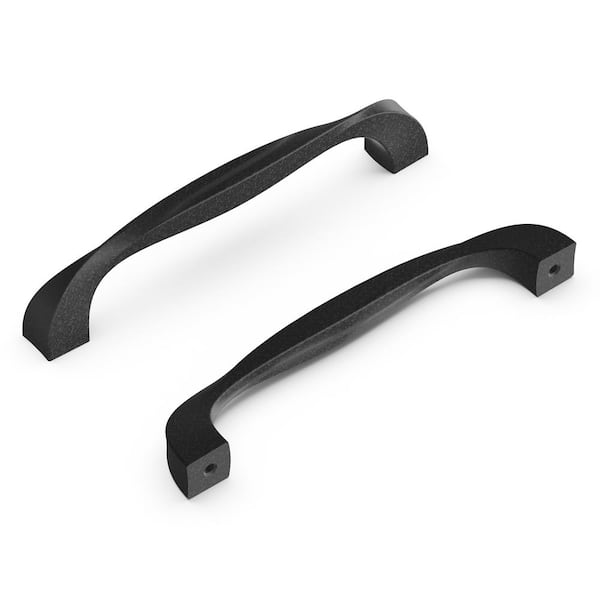 Twist Collection Bar Pull 5-1/16  in. (128 mm) C/C Distressed Black Iron  (10-Pack) Drawer Pull