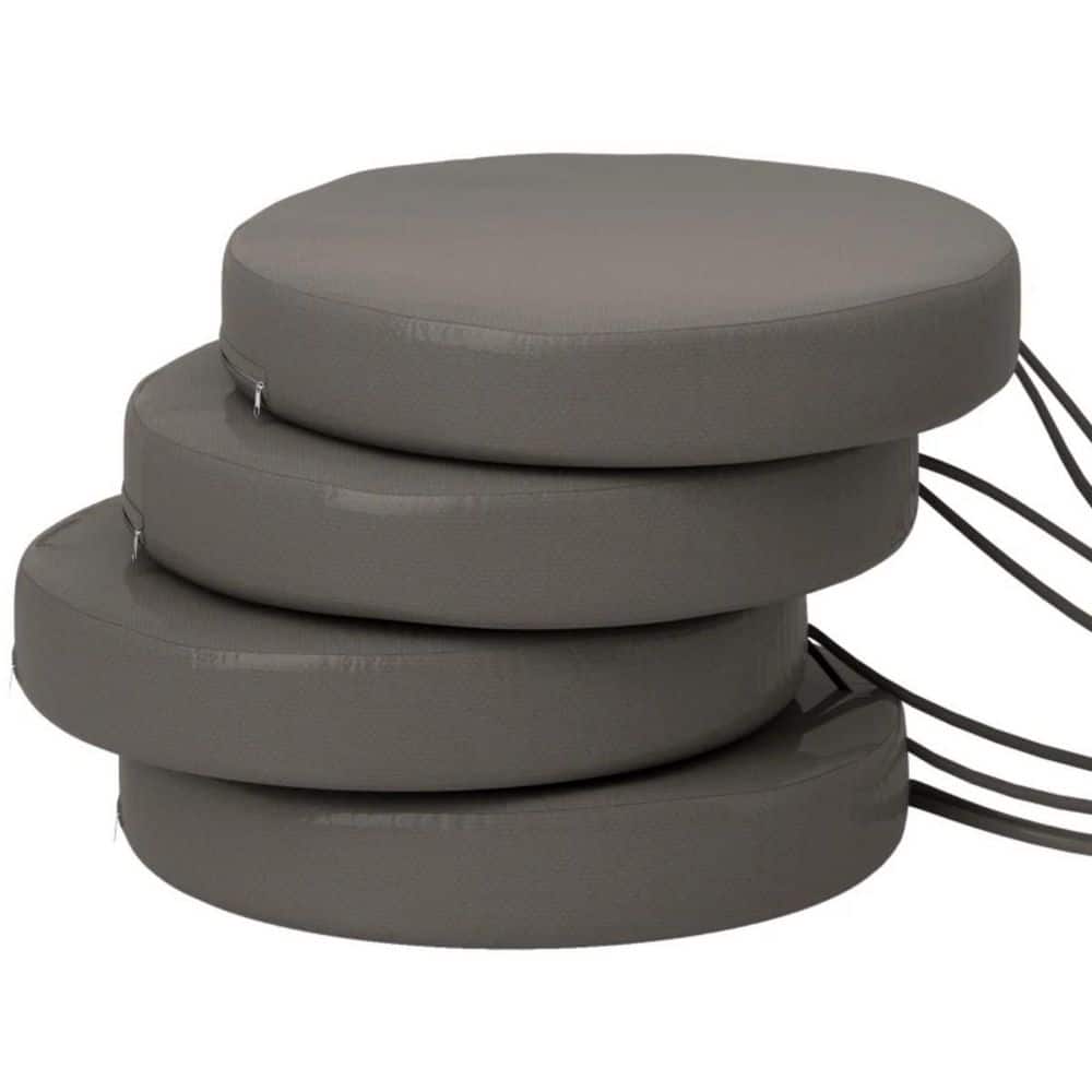 Dark Gray Polyester Round Outdoor Seat Cushion, Patio Dining Chair Cushions Machine Washable (4-Pack) price history on PriceWatchPro