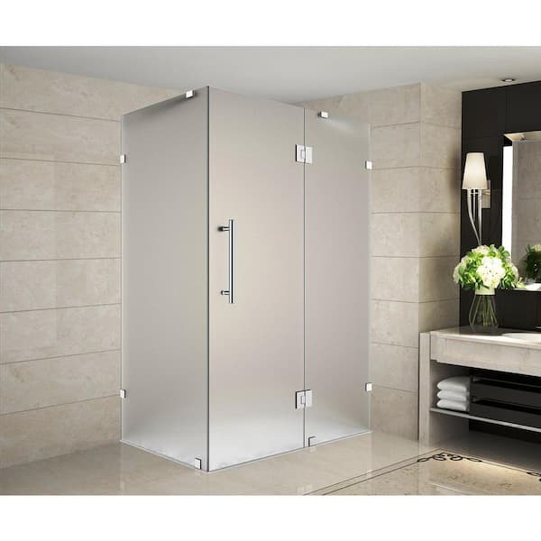 Aston Avalux 37 in. x 38 in. x 72 in. Completely Frameless Shower Enclosure with Frosted Glass in Chrome