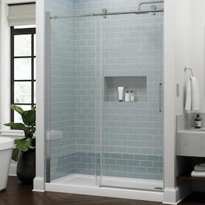 Exuma 60 in. W x 76 in. H Frameless Sliding Shower Door in Chrome with 3/8 in. (10mm) Tempered Clear Glass