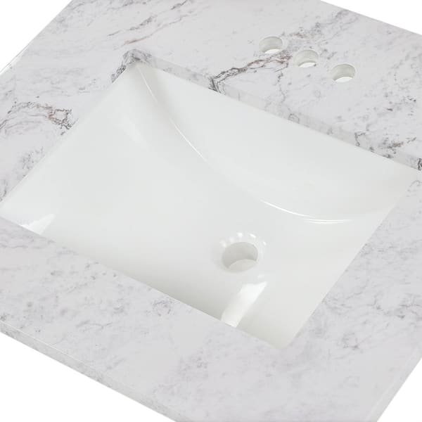 Home Decorators Collection 25 In W X 22 D Stone Effect Vanity Top Lunar With White Sink Se2522r Lr The Depot - 25 Inch White Bathroom Vanity Top