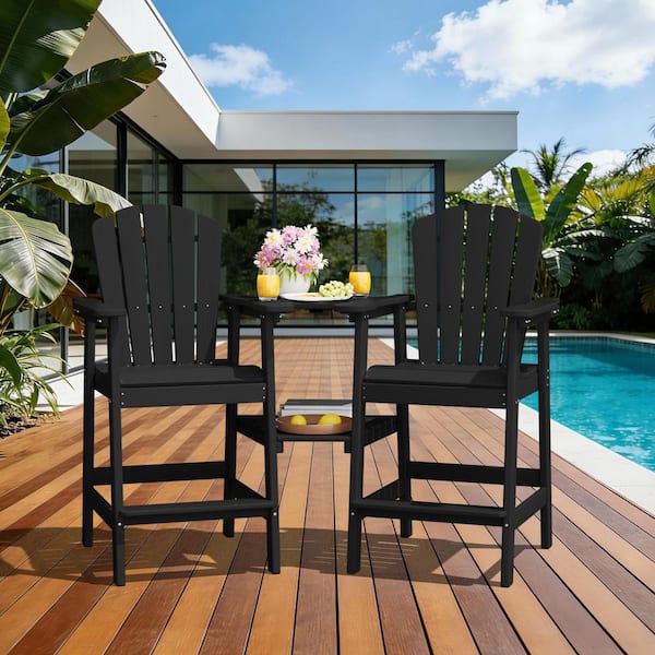 JEAREY HDPE Plastic Tall Adirondack Chair (Set of 2) Outdoor