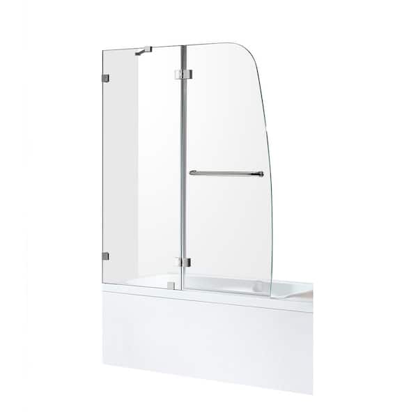 ANZZI Pacific 48 in. x 58 in. Frameless Hinged Bathtub Door in