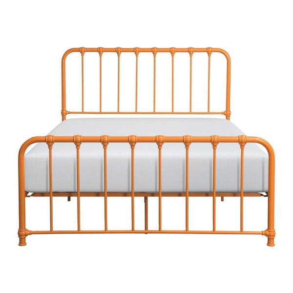 Benjara Orange Metal Frame Queen Platform Bed with Open