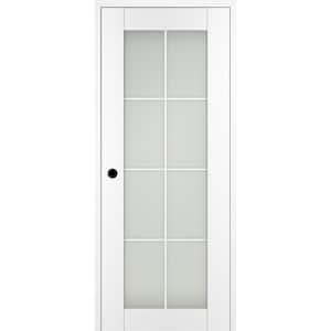 Paola 8-Lite 28 in. x 80 in. Left-Hand Frosted Glass Gray Oak Composite Solid Core Wood Single Prehung Interior Door