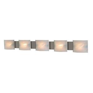 Pannelli 5-Light Stainless Steel and Hand-Moulded White Alabaster Glass Vanity Light