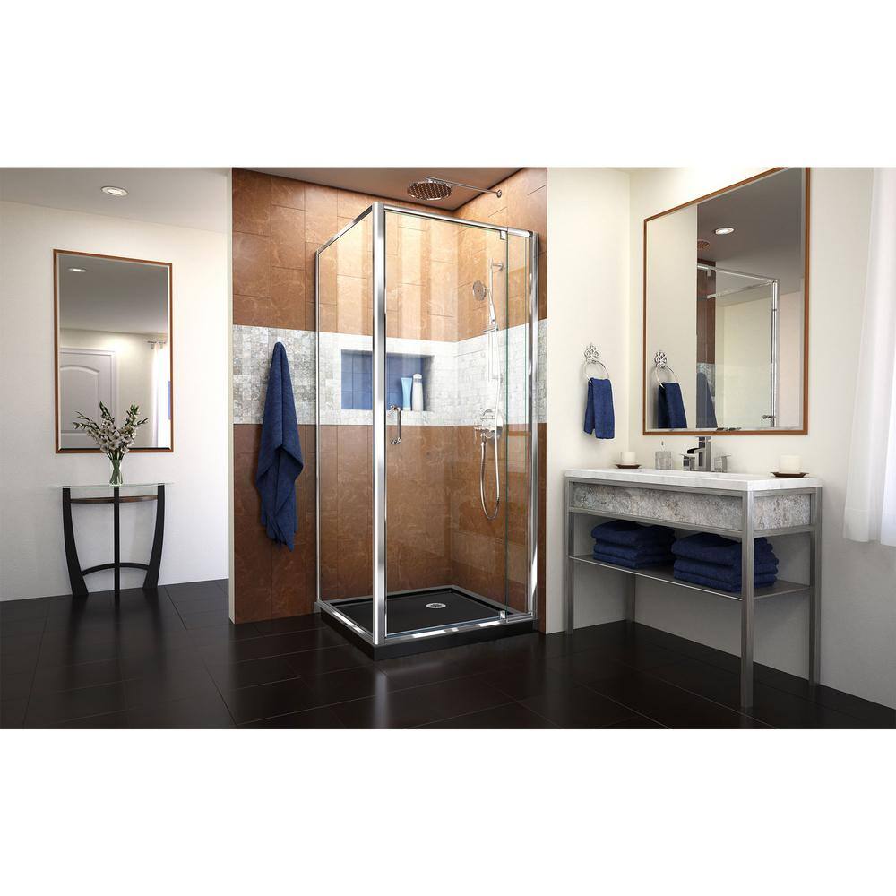 Flex 36'' Brushed Nickel Frameless Pivot Shower Enclosure with Clear Glass