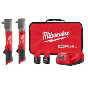 M12 FUEL 12V Lithium-Ion Brushless Cordless 3/8 in. and 1/2 in. Right Angle Impact Wrench Kit (2-Tool)