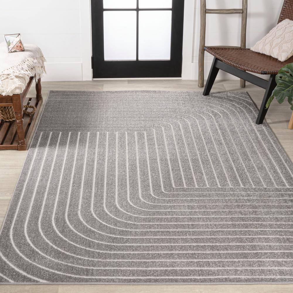 JONATHAN Y Odense High-Low Minimalist Angle Geometric Gray/Ivory 8 ft ...