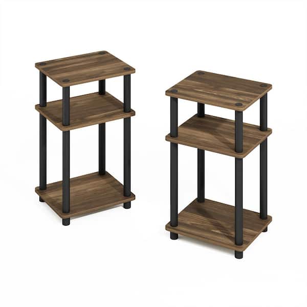 Furinno Turn-N-Tube 22.8 in. Tall Columbia Walnut/Black Wood 5-Shelf Bookcase