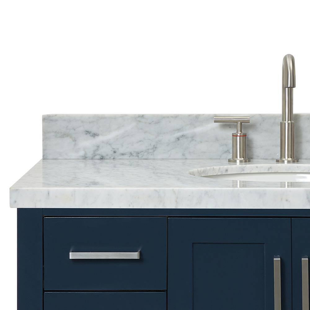 Magnolia 43" Midnight Blue Single Basin Vanity with Carrara White Top