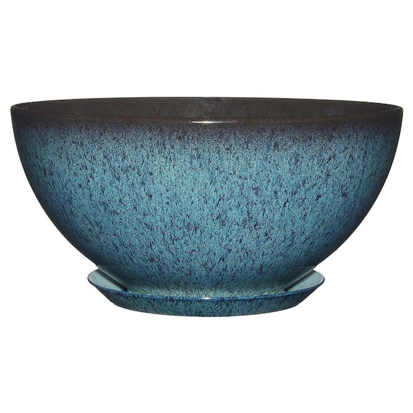 10 in. Indigo Speckle Rosie Bowl Resin Planter