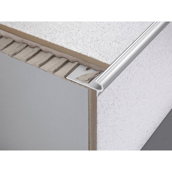FLORENTOSTEP 1/2ʺx8′ 2-1/2ʺ Decorative Stair Nosing Aluminum Anodized Silver Stair Nosing