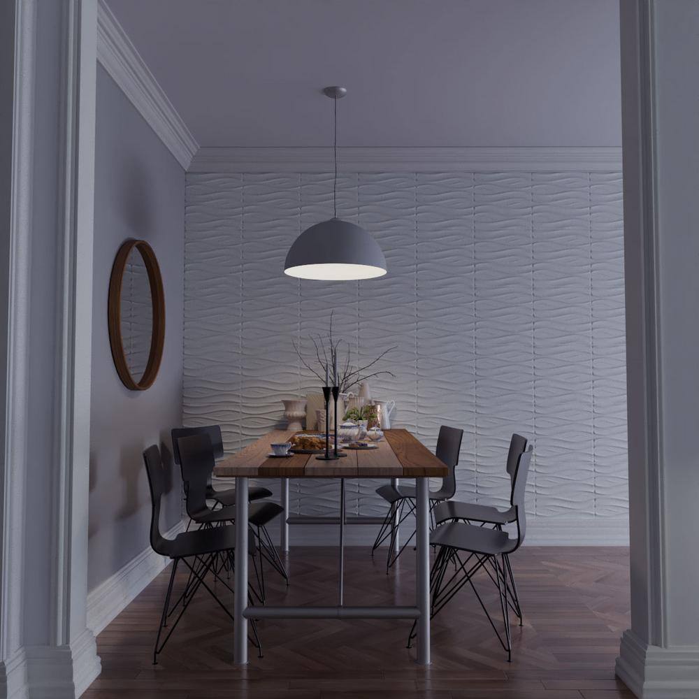 White Textured PVC 3D Decorative Wall Panel 19.63" x 19.63"